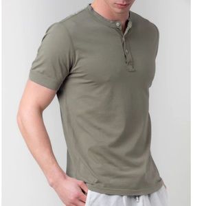 Save Khaki United Short Sleeve Supima Henley Shirt in Thyme size XL
